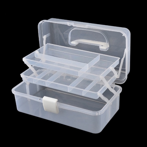 1pcs Transparent Big Size Nail Art Tool Box Plastic Hand-held Desktop Makeup Storage Box Nail Polish Container Manicure Tool Case