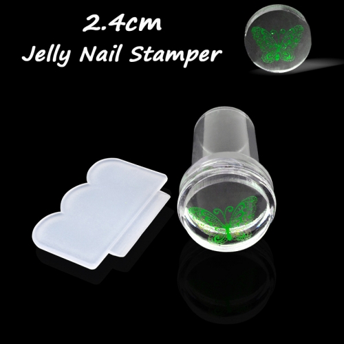 1set 2.4cm New Design Pure Clear Jelly Silicone Nail Art Stamper Scraper Transparent Nail Stamp Stamping Tool