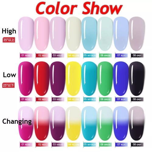 8 Colors Professional Temperature Change Nail Glue Paperless Manicure Nail Extension Gel Crystal Glue Poly Nail UV Gel