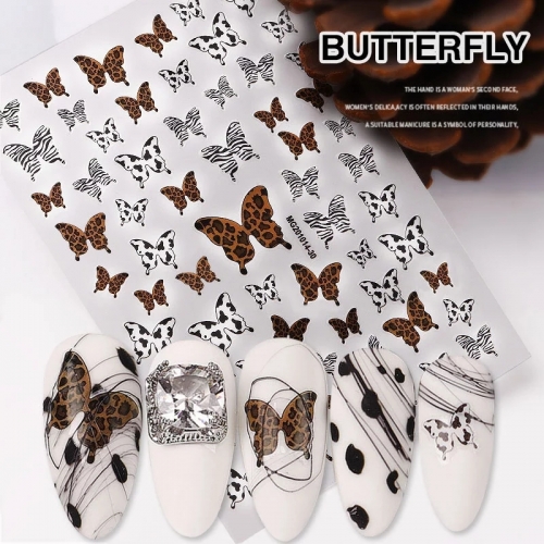 New High Quality Water Decals Butterfly Series Transfer Stickers 3D Nail Art Decoration Manicure Stick On Nails Tools Black DIY