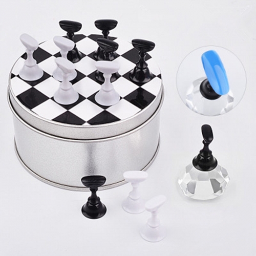 Nail Board Chess Piece Crystal Gem Base Exercise Frame Lotus Seat With Magnetic Card Stand Manicure Tool Display Fashion Tools