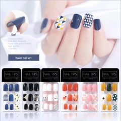 30pcs/box Nail Tips Nail Art False Nails Manicure Finished Nail Sticker Removable Fake Nails Nails Tips for Manicure