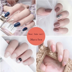 30Pcs/Box Easy to Wear FakeNail Patch Jelly Beauty Faux Ongles Wear Nail Detachable Nail Art 24 Style Choose