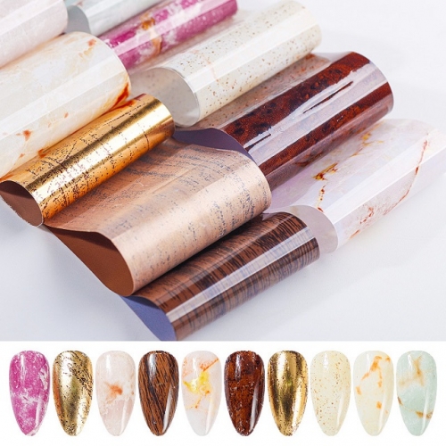 Luxury Wood Texture Grains Nail Decoration Nail Art Transfer Foil Paper