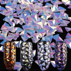 12designs/set 3D Nail Art Sequins Flake Triangle Chameleon AB Color DIY Nail Glitter Powder
