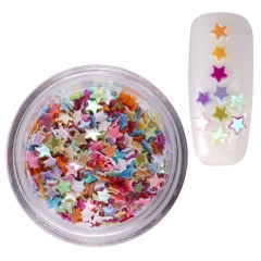12jars/set Manicure Nail Art Decorations Five Pointed Star Mixed Color Nail Art Glitter Spangles Sequins