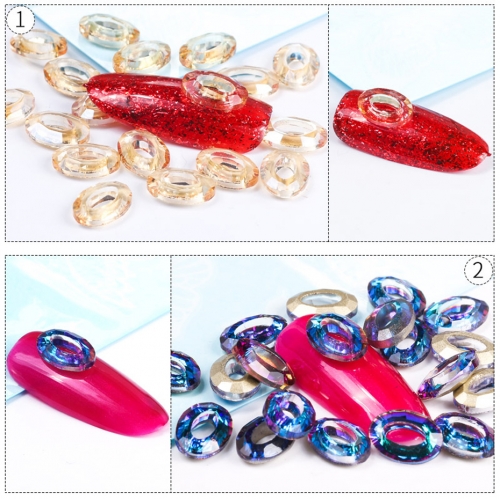 10*8 mm Oval Shape Point Back Nail Art Stone Hollow Designs Non Hot-fix Nail Rhinestone