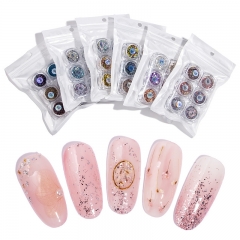 6designs/set Multi Colors Mixed Holographic Nail Gel Glitter Sequins