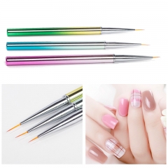 3pcs/set Gradient Colorful Metal Handle 3 pcs Nylon Hair Painting Line Nail Art Liner Brush