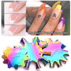 1pcs French Smile Line Edge Trimmer Cutter Acrylic Nail Tips Mold Guides Stainless Steel Chameleon Nails Template Manicure Tools