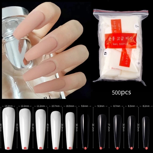 500pcs/bag Transparent Natural Nail Tips Full Coverage Long Ballet False Nail Art French Manicure Acrylic Gel Diy Salon Suppliers