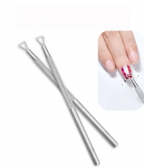 1pcs Stainless Steel Stick Rod Cuticle Pusher Lacquer Cleaner Triangle Head Nail Gel Polish Remover Tool