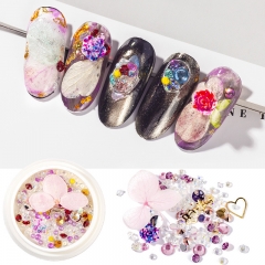 1Jar Mix Nail Beads Rhinestone Flower Decoration