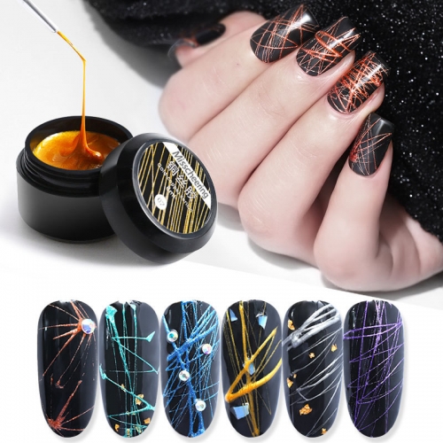 1bottle 8 ML UV Gel Nail Art Metal Copper Silk Glue Mini Cans Japanese Style Nail Art Metal Painted Glue Mirror Glue Drawing Nail Gel