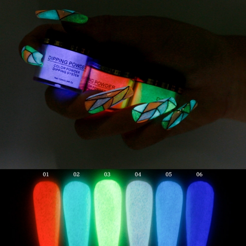6 Colors Options Aurora Powder Luminous Effect Nail Glitter Decoration Chrome Nail Dipping Powder