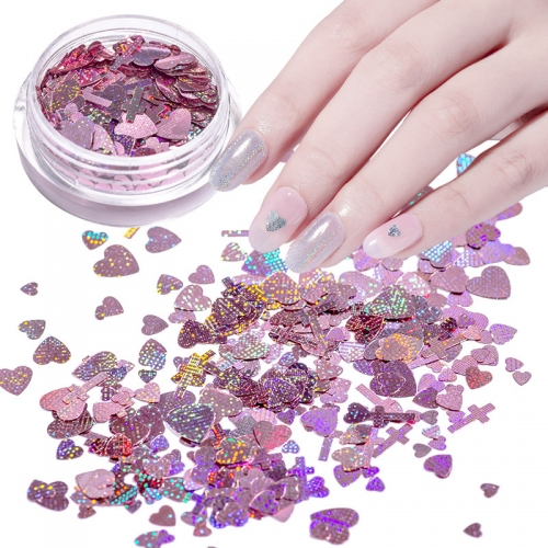 12 Jars/Set Heart Shape Paillette Nail Art Decorations Sequins