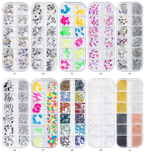 Holo Flat Shaped Rectangle Diamond Glass Colorful Nail Stones Rainbow AB Nail art Rhinestone