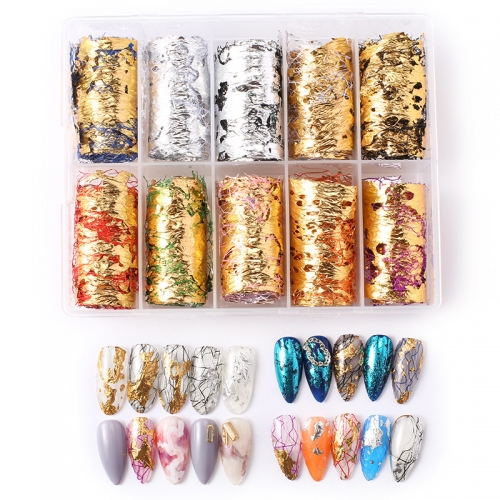 Colorful Net Spider Line Holo Gold Sliver Aluminum Nail Sticker Decoration Mesh Nail Foil