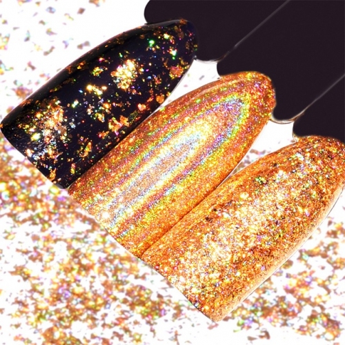 0.5 g Laser Chrom Mirror Effect Nail Glitter Flake Holographic Gold Nail Polish Powder