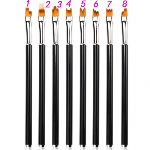 1pcs Black Stainless Steel Handle Painting Drawing Flower Nail Art Pen Set Manicure Pedicure Nail Brush