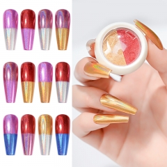 Two-color Glitter Powder Nail Holographic Mirror Effect Powder Solid Laser Nail Chrome Powder