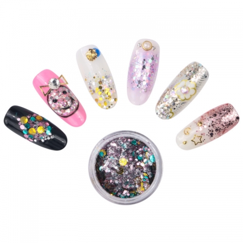 Mix Sizes Shinning Colorful Nail Glitter