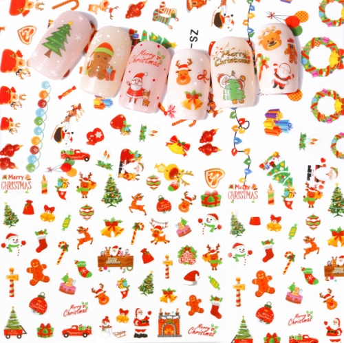 Hot Selling Colorful Christmas Nail Stickers White Snowflakes Nail Art Stickers