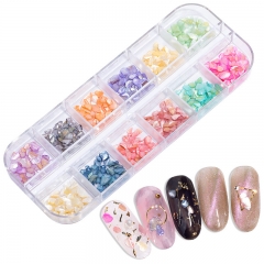 12 Colors/set Nail Art Shell Sticker Irregular Flakes Decal DIY Manicure Decoration