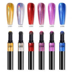 Laser Gold Sliver Sponge Head Magic Cushion Pigment Mirror Pen Holographic Nail Powder