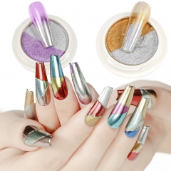 1Jar Two-color Paste Powder Auroras Effect Chameleon Mirror Pigment Holographic Nail Art Chrome Powder