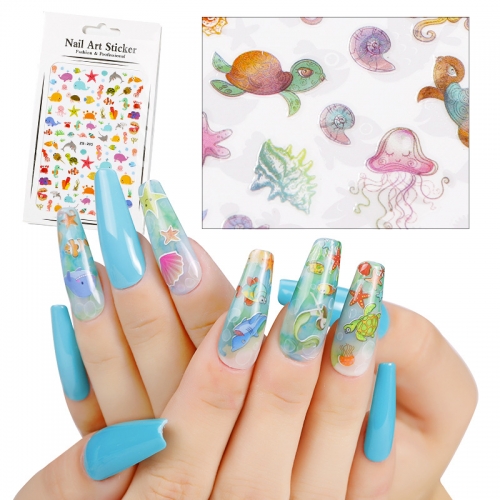 Cartoon Fish Shell Nail Decals Manicure Applique Nail Stickers for Nail Decoration