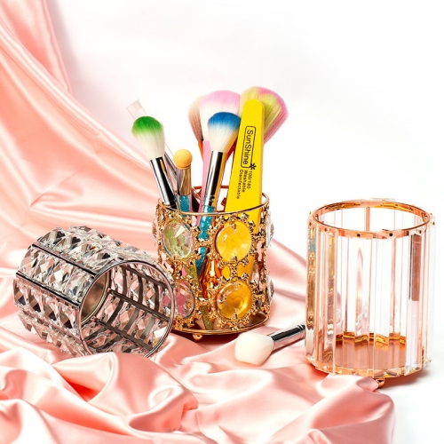 Luxury Delicate Ornaments Golden Silver Crystal Penholder Cosmetic Brush Manicure Brush Manicure Brush Storage Pen Holder