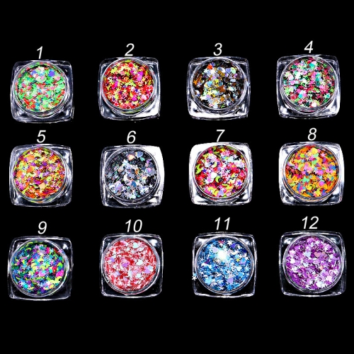 New Mixed Matte Star-Moon-Round Acrylic Confetti Sequins Manicure Nail Art Glitter Pot Decoration Sequins Tips