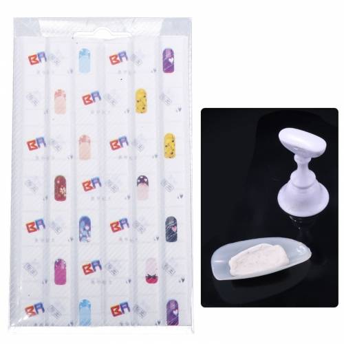 96pcs/set Reusable Adhesive Plastic DIY Nail Tips Sticky Clay White Color Tack Strip-Squares Fix Nail Plasticine