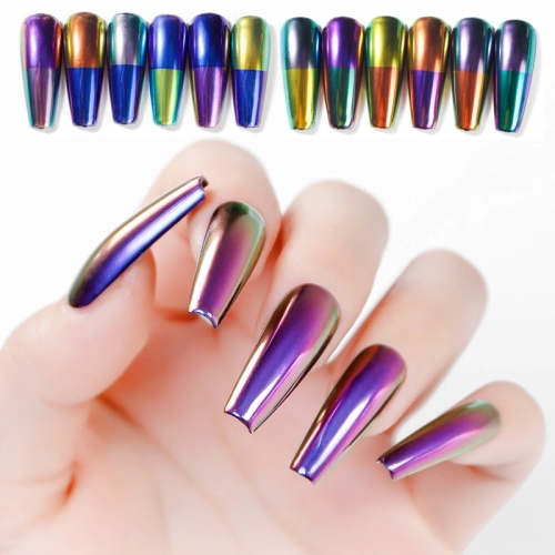 1Pcs Two-color Luxury Chameleon Mirror Holographic Professional Nail Art Solid Pigment Auroras Acrylic Nail Chrome Powders