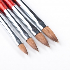 100 % Pure Kolinsky Hair Oval Drawing Acrylic Red Wooden Nail Art Brush