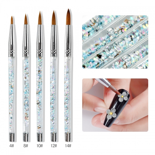 Beautiful Glitter Nylon Hair Nail Gel Builder Painting Dotting Pen Nail Acrylic Brush