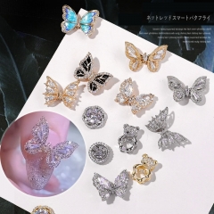 1Pcs High Quality 3D Butterfly Nail Art Decoration With Crystal Nail Rhinestones Pixie Ornaments Manicure Diy Design Accessories