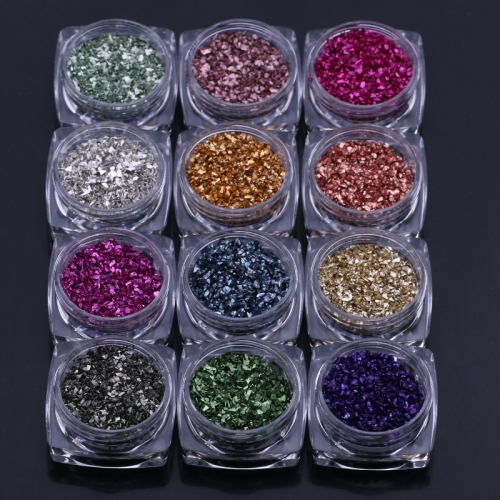 12colors/set Nail Art Products Supplier Chunky Glitter Powder for Manicure Gel Nail Polish Glitter