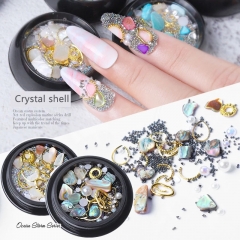 1Jar Ocean Storm Nail Art Diamond Glitter Rhinestones Crystal Shell Jewelry Mix Shapes Pearls Metal Gems Decals Manicure