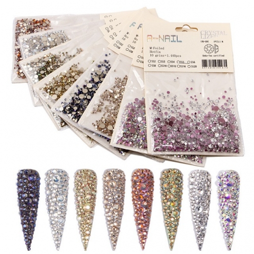 Mix SIzes Nail Art Gems Crystal Hot Fix Flat Back Rhinestone