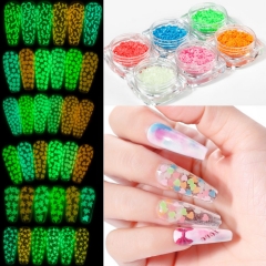 Heart Moon Stars Fluorescent Nail Luminous Sequins Glow in the Dark Nail Glitter Flakes