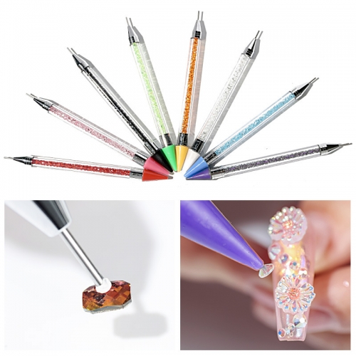 Multi Function Nail Polish Painted Dotting Pen Manicure Wax Point Drill Double Head DIY Crayon Pen