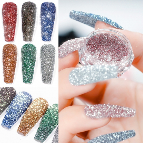 Ultra-Thin Shiny Nail Glitters Powder Sequins Flakes Holographic Pigment For DIY Diamond Nail Powder