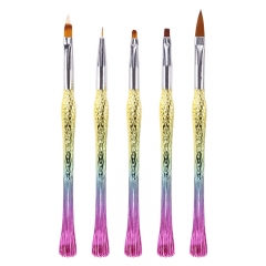 5Pcs/Set Fish Metal Handle Gel Painting Nail Art Brush Set & Nail Art Pen