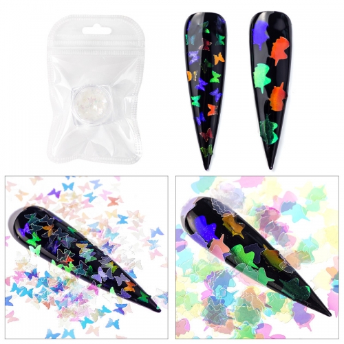 Colorful Butterfly Shape Nail Flakies Glitter Sequins
