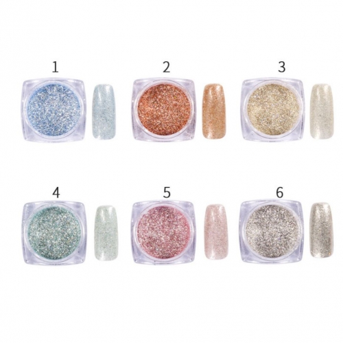 Manicure Gold Foil Glitter Pearlescent Laser Mirror Powder 6 Colors for Nail Decoration