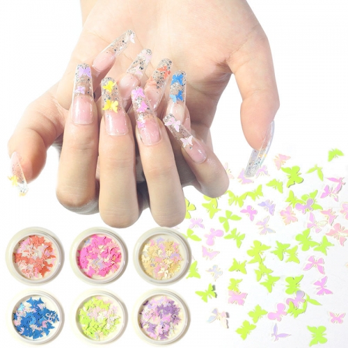 1Jar Butterfly Aurora Shining Glitter Nail Art Decoration Nail Glitter Sequins Slices