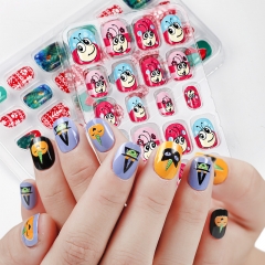 24pcs/box Winter Christmas Halloween Cartoon False Kids Nail Tips Full Cover Child Press on nails