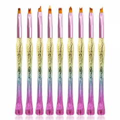 9pcs/set Gradient Color Nail Paint Brush Pen Acrylic Nail Gel Polish Brush